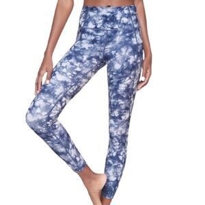 Athleta Blue & White Marble 7/8 Leggings